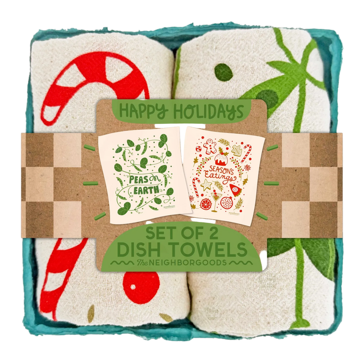 Happy Holidays Cotton Dish Towel Set