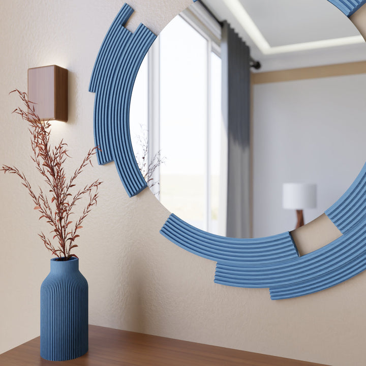 Geometric Wood Fiber Wall Decor Mirror