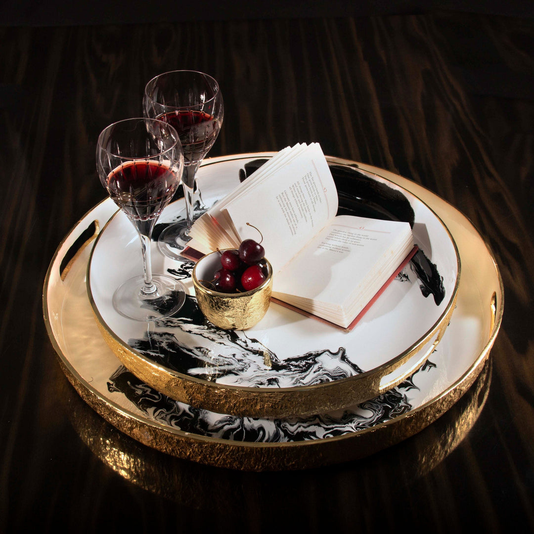 Handcrafted Sand Cast Gold-Plated Serving Tray