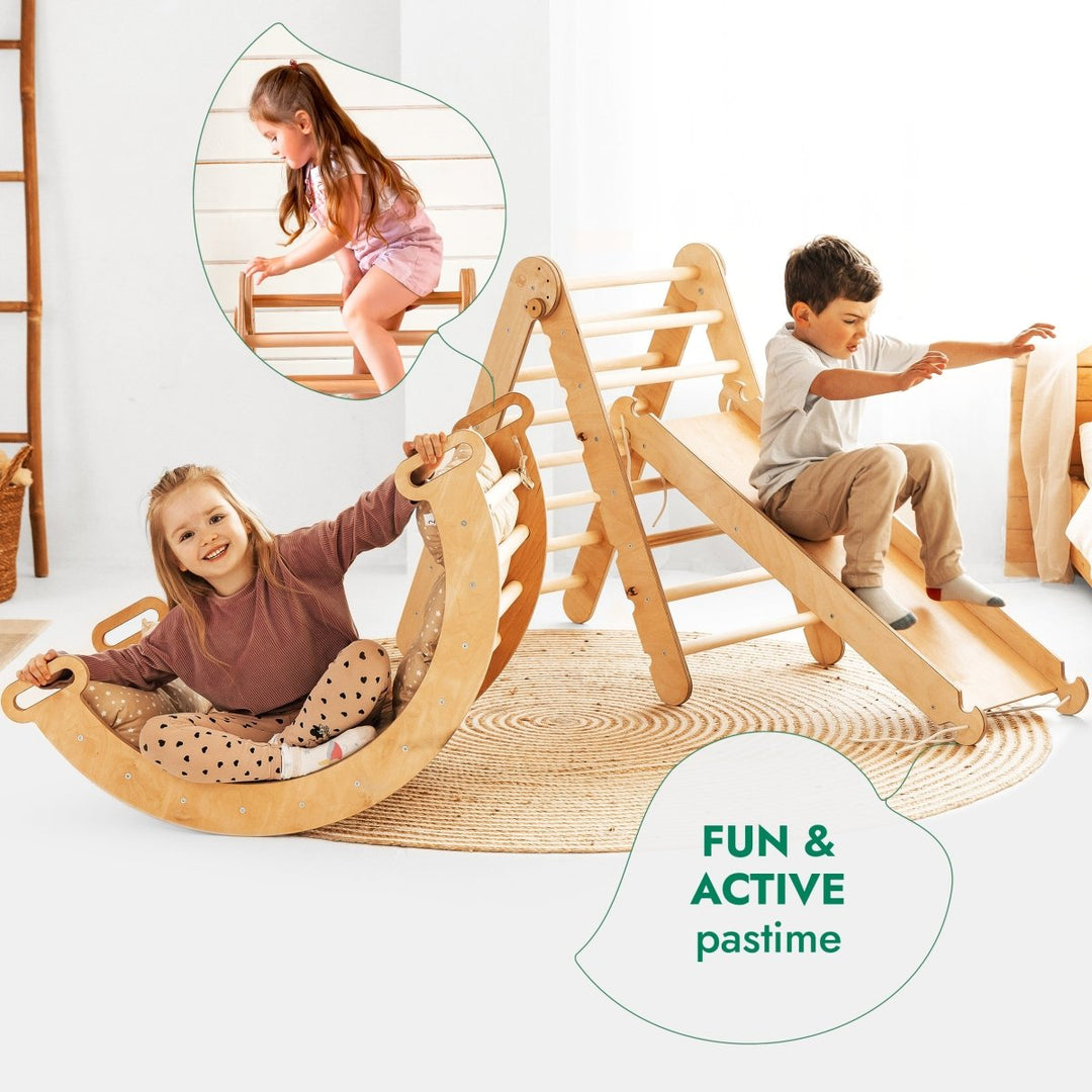 Montessori 4in1 Kids Climbing Playset, Beige