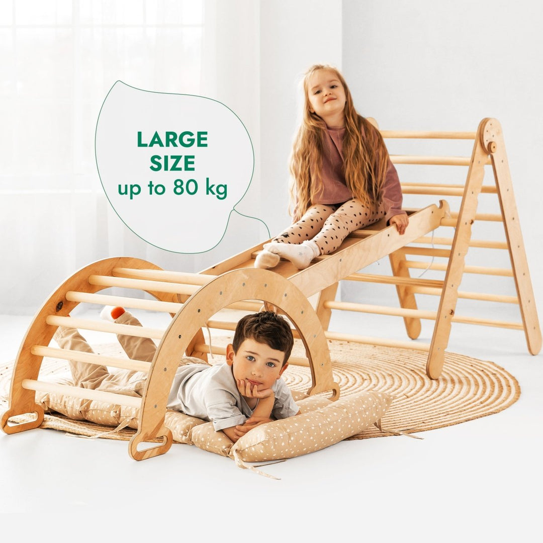 Montessori 4in1 Kids Climbing Playset, Beige