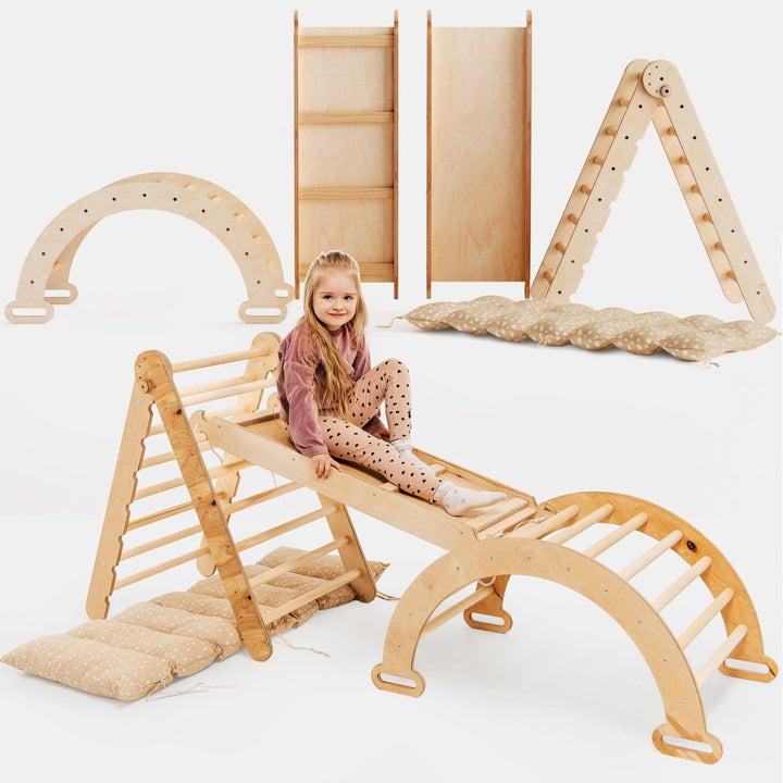 Montessori 4in1 Kids Climbing Playset, Beige