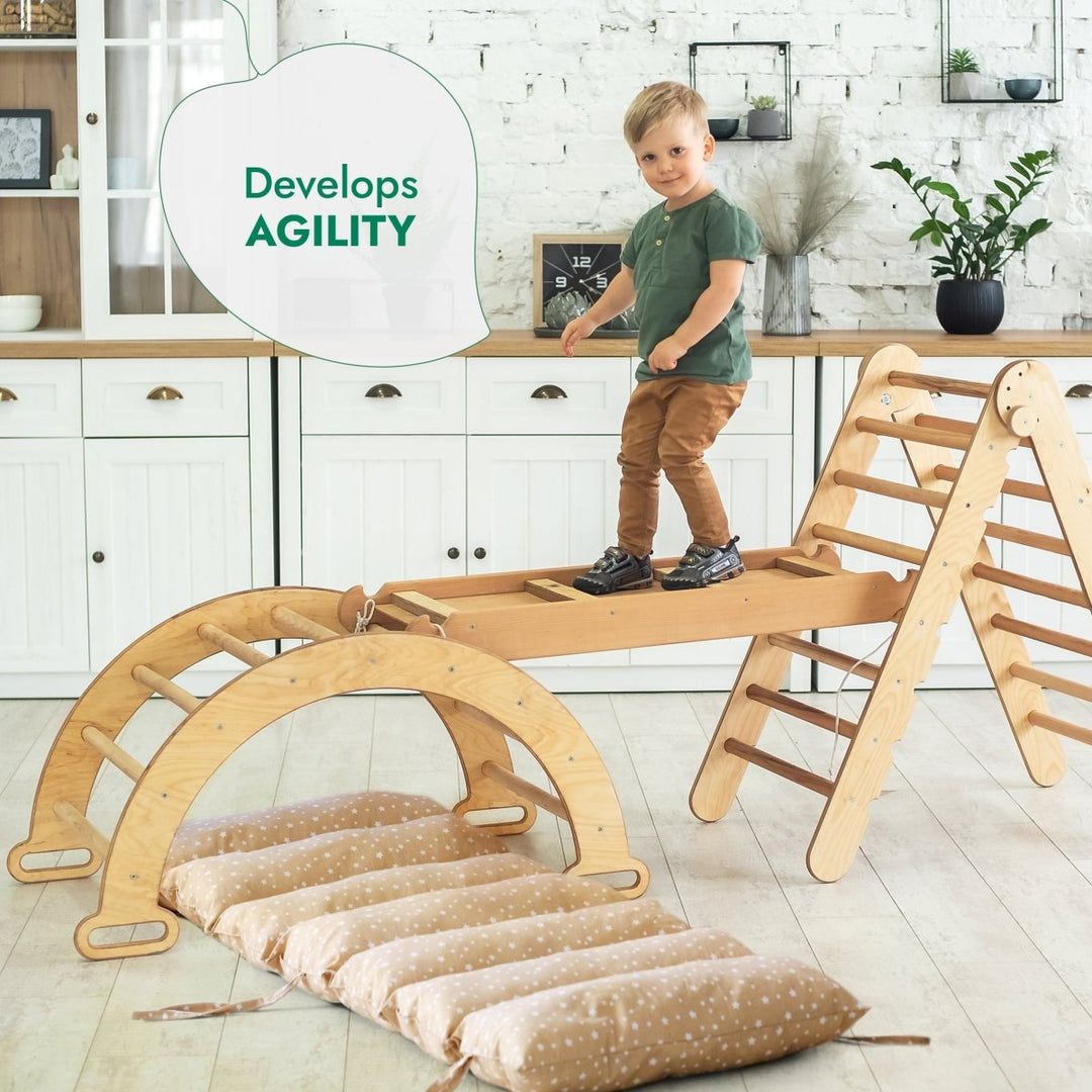 Montessori 4in1 Kids Climbing Playset, Beige