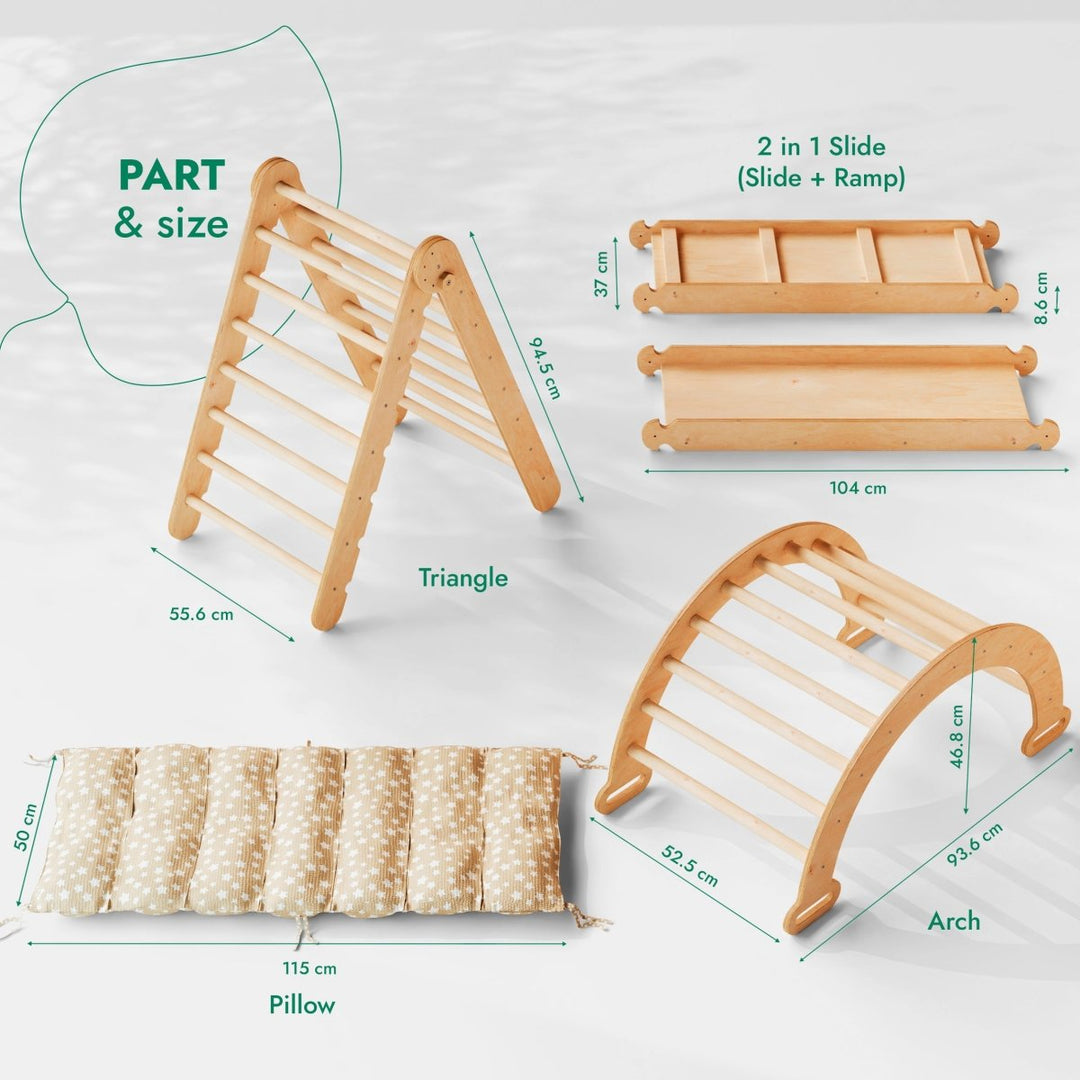 Montessori 4in1 Kids Climbing Playset, Beige