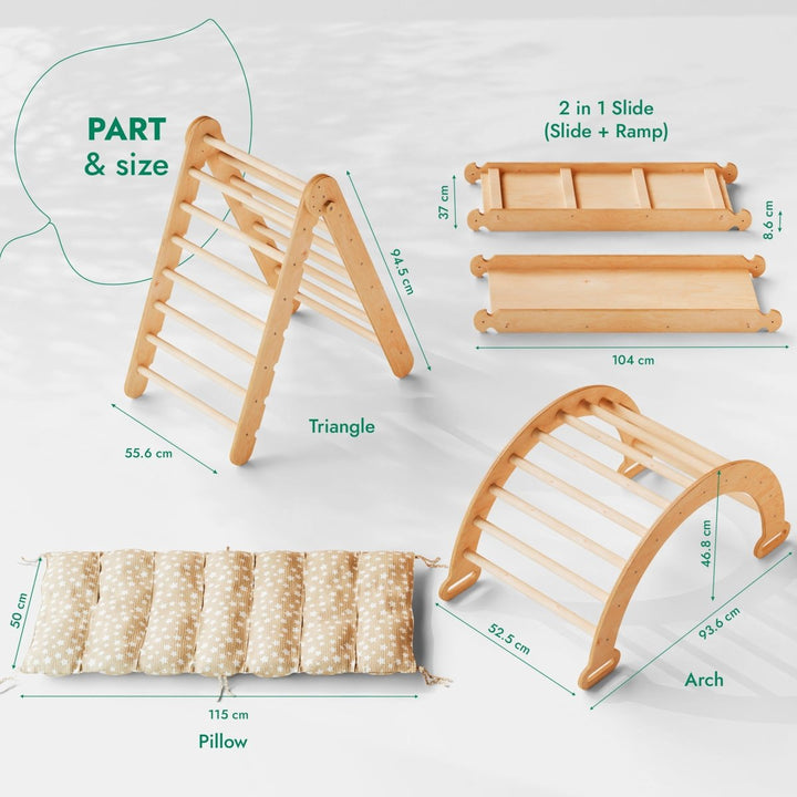 Montessori 4in1 Kids Climbing Playset, Beige