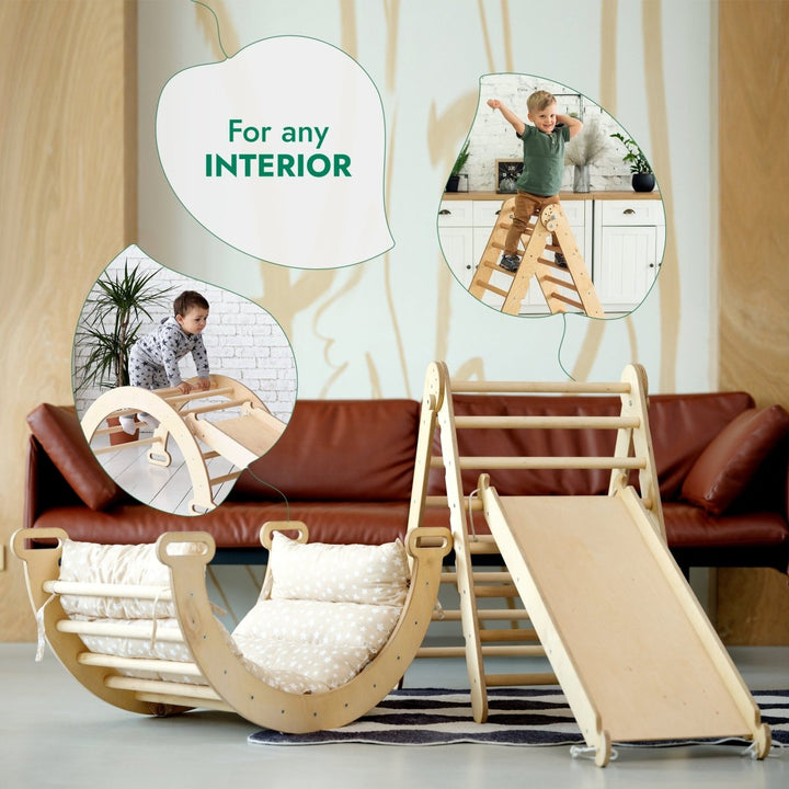 Montessori 4in1 Kids Climbing Playset, Beige