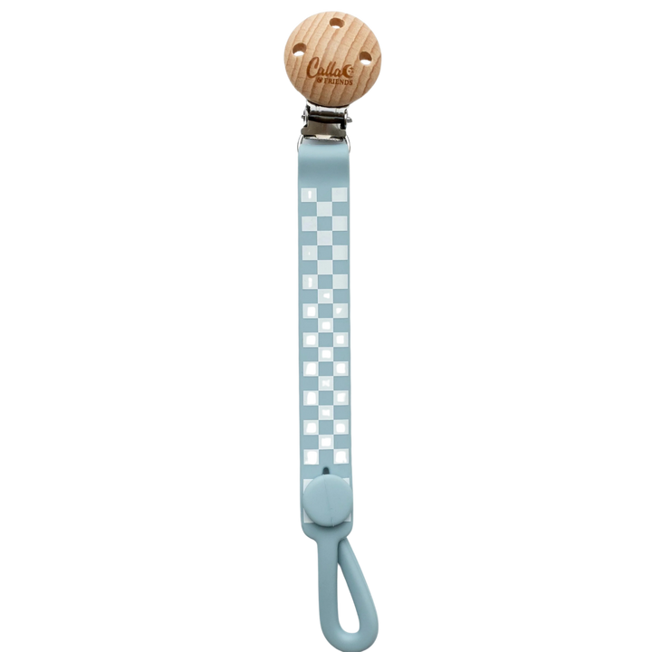 Non-Toxic Silicone Pacifier Clip, Checkered