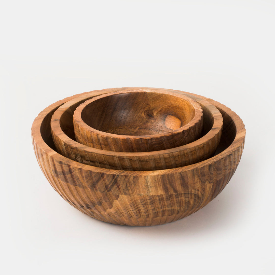 Handcrafted Acacia Wood Stacking Serveware Bowls, 3 Ct.