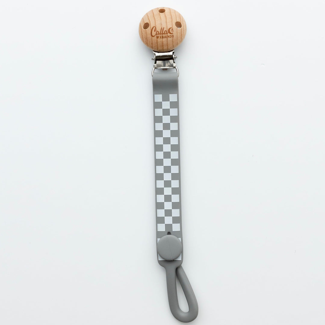 Non-Toxic Silicone Pacifier Clip, Checkered