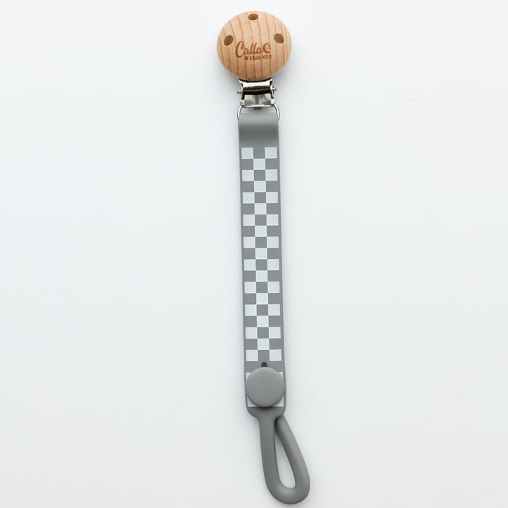 Non-Toxic Silicone Pacifier Clip, Checkered
