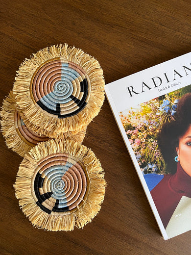 Handcrafted Raffia Fringe Coasters, 6", 4 Ct.