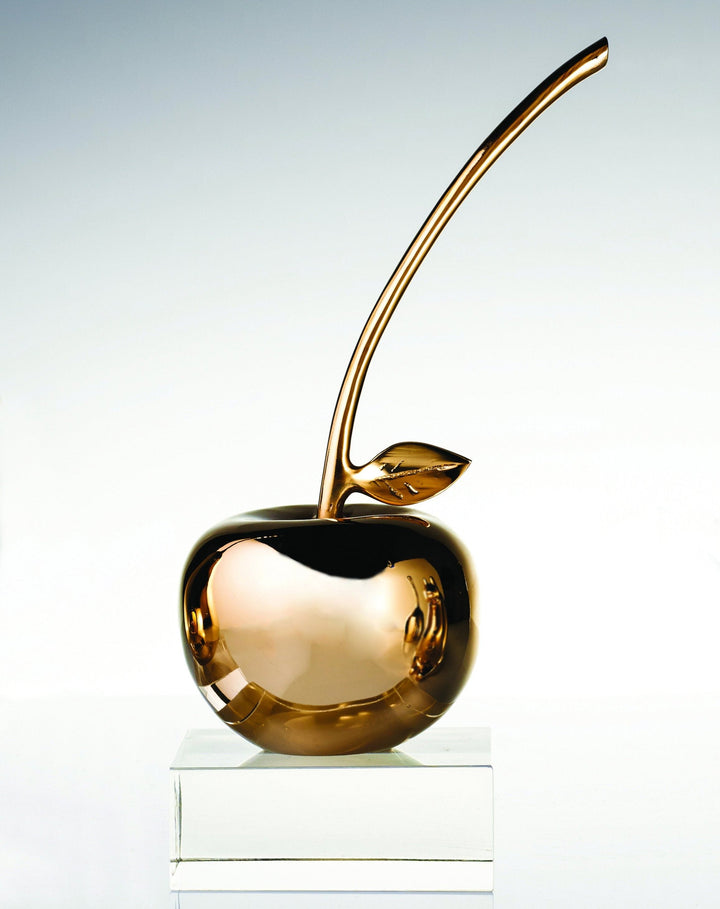 Handcrafted Gold Aluminum Apple Sculpture, 11"