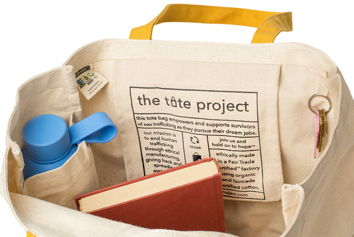 Organic Cotton Tote Bag, 16" x 16" x 5.5"
