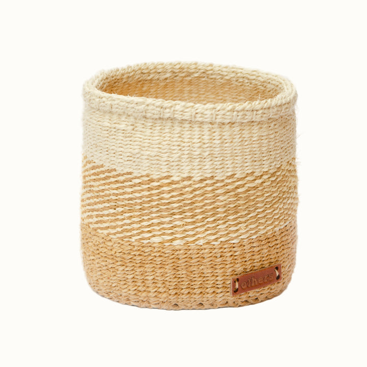 Handwoven Sisal Storage Basket, Natural Beige 15"