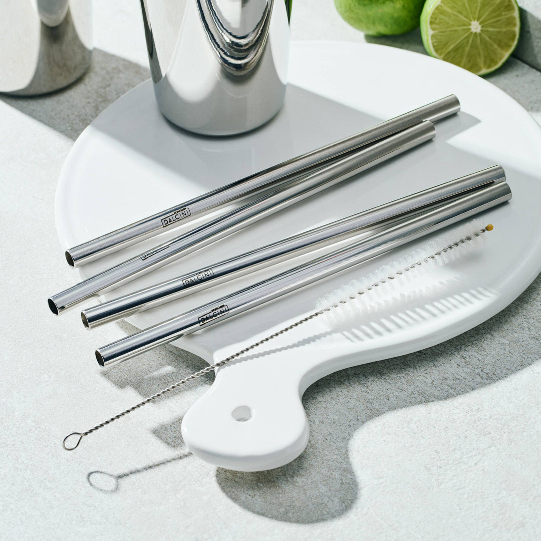 Food-Grade 304 Steel Drinkware Straws, 7", 4 Ct.