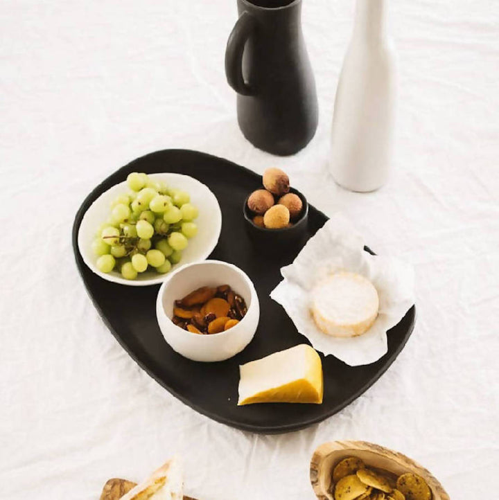 Handcrafted Enameled Stoneware Long Serving Platter