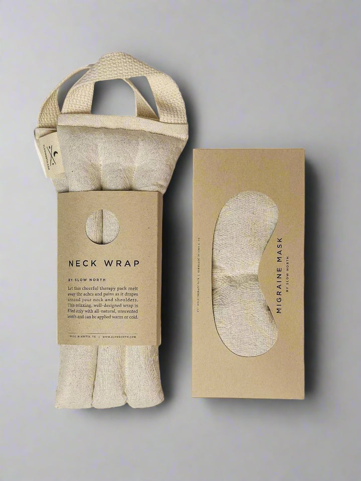 Handcrafted Linen Cotton Eye Mask &amp; Neck Wrap Set