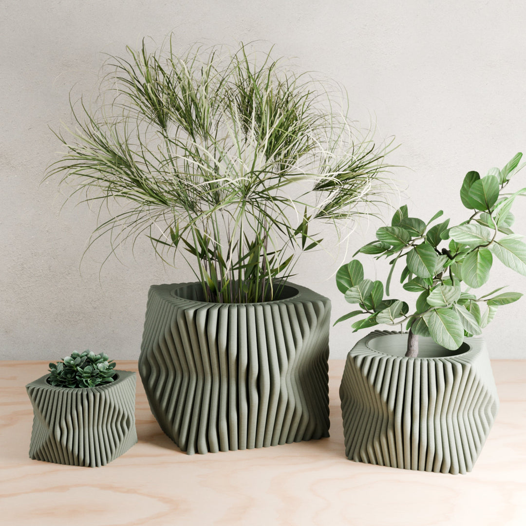 Biodegradable Sculptural Tide Planter, Bioplastic Decor