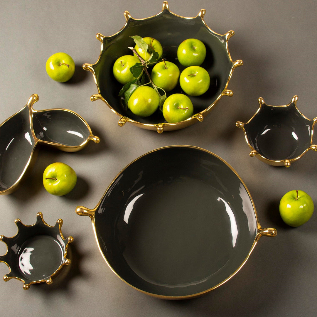 Handcrafted Sand-Cast Enamel Serve Bowl, Graphite