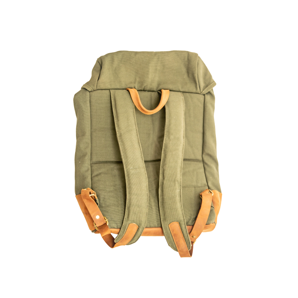 Handcrafted Leather &amp; Canvas Daypack, Maasai Lined