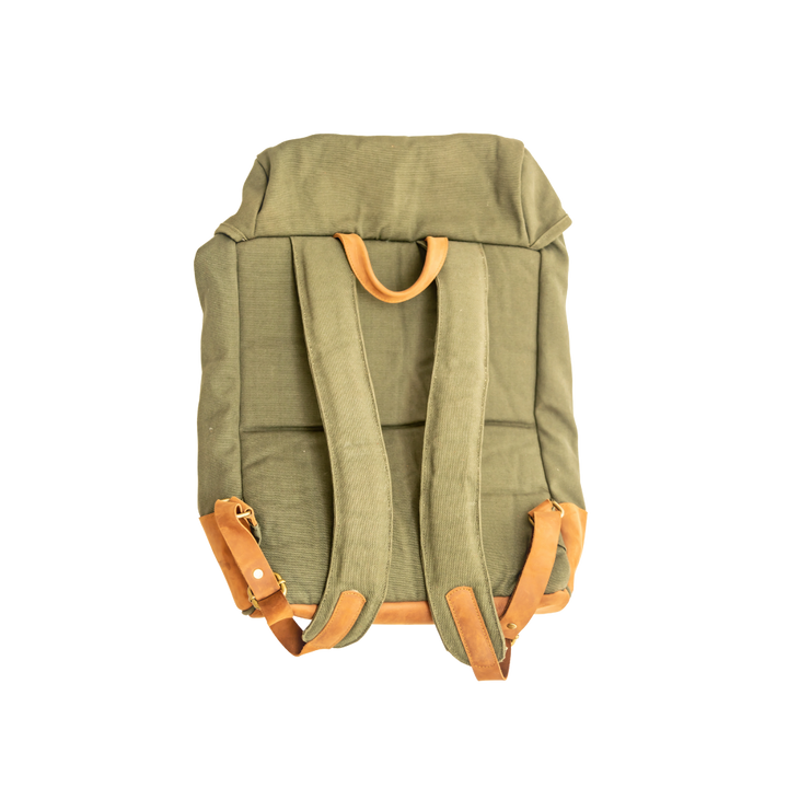 Handcrafted Leather &amp; Canvas Daypack, Maasai Lined