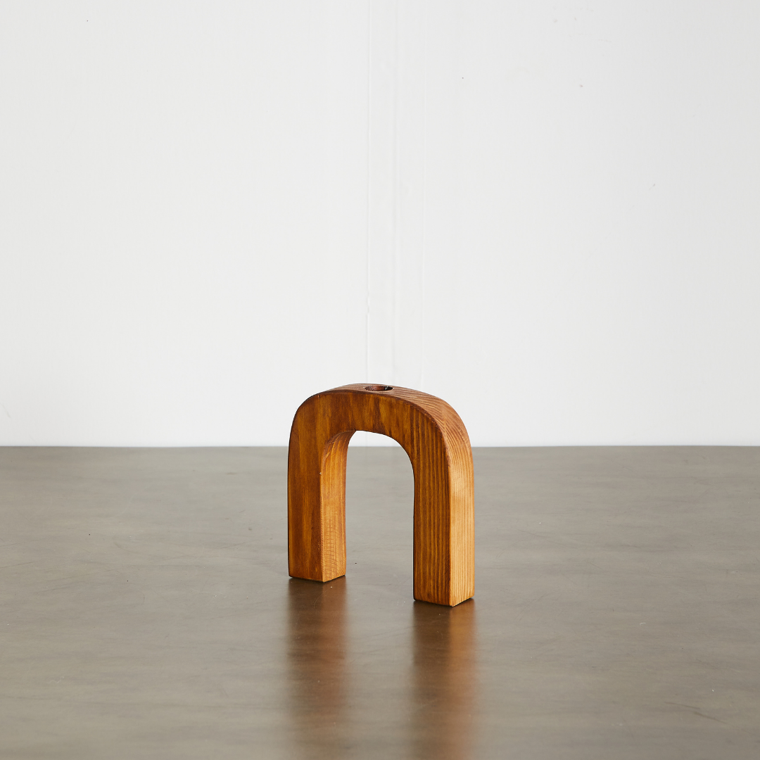 Handcrafted Pine Arch Taper Candle Holder Decor