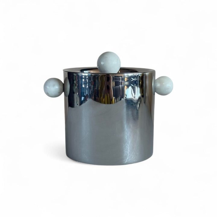 Handcrafted Marble &amp; Steel Ice Bucket Serveware