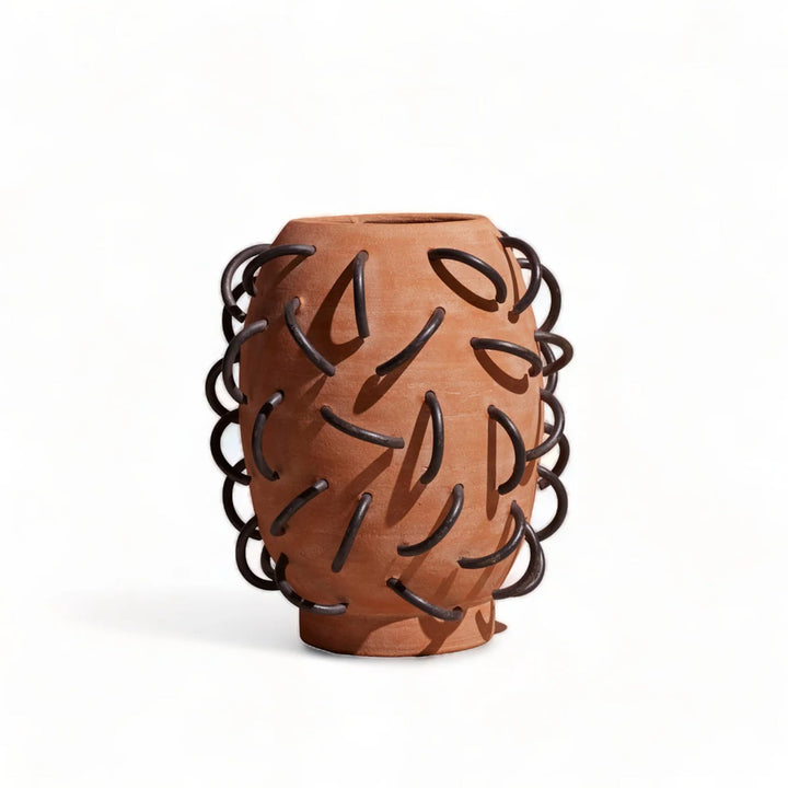 Handcrafted Terracotta Vessel Decor, 10.5" x 12"