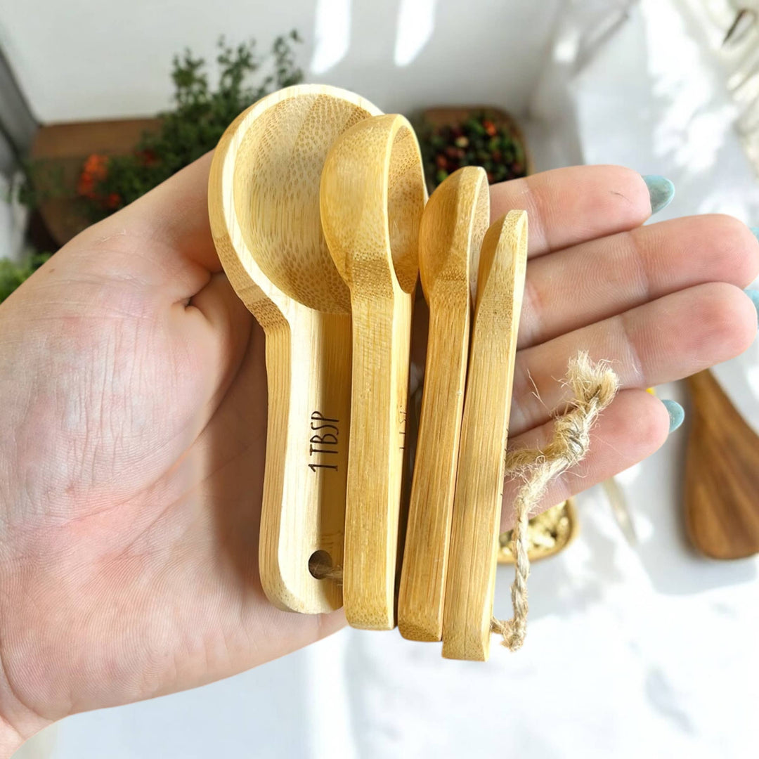 Biodegradable Bamboo Measuring Spoon Set, 4 Ct.