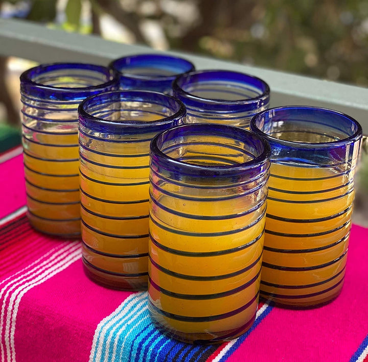 Handblown Recycled Glass Drinkware, Cobalt, 6 Ct.