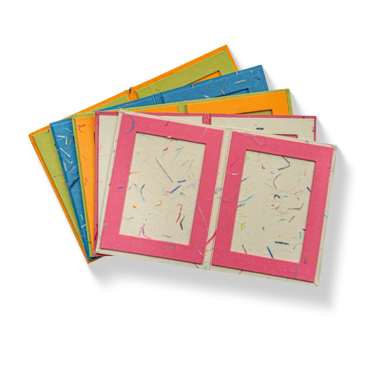 Upcycled Cotton Paper Double Photo Frames, 5 Ct.