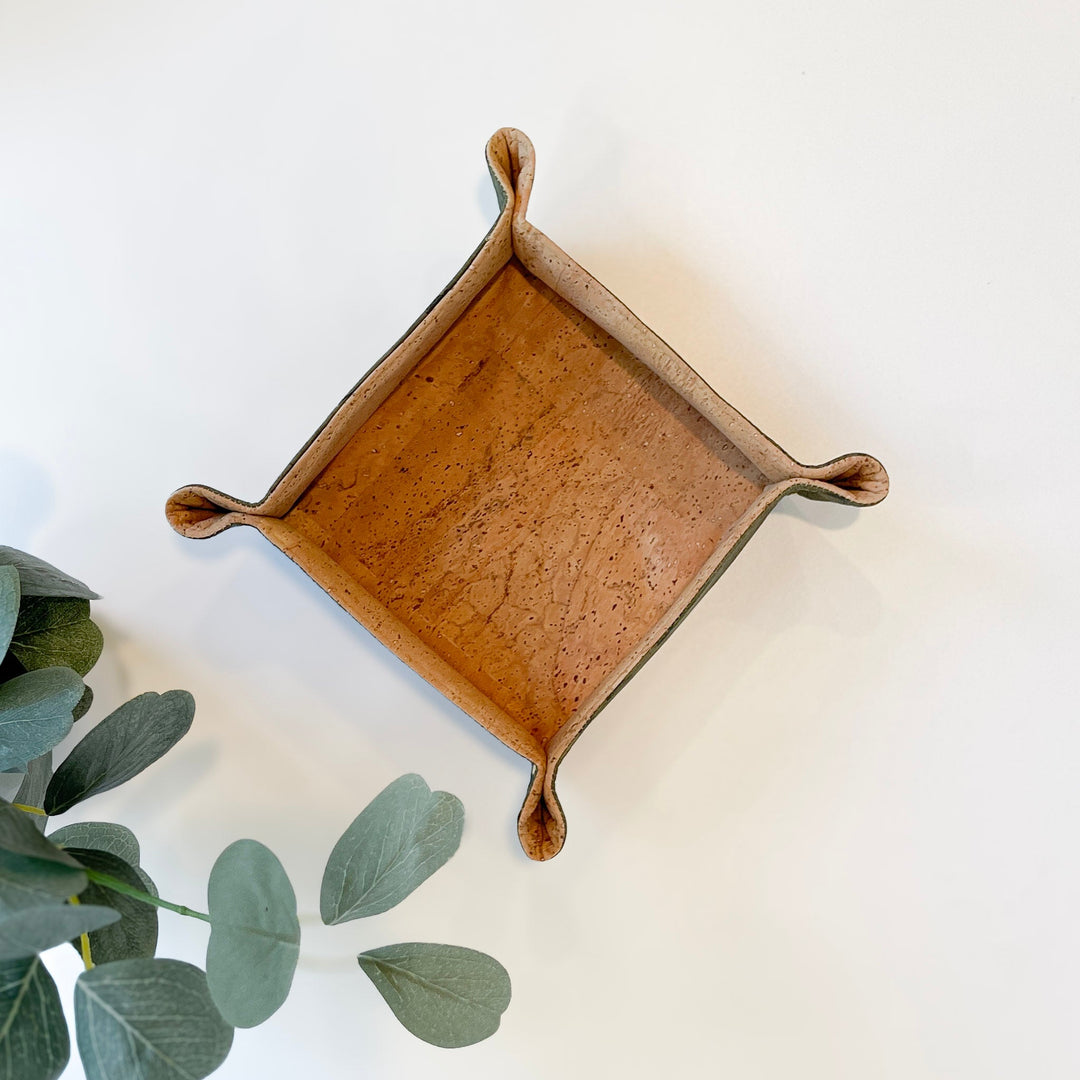 Handcrafted Biodegradable Cork Valet Tray, Coal, 8"