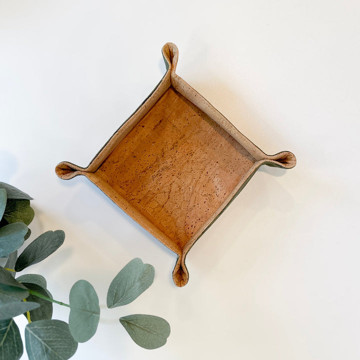 Handcrafted Biodegradable Cork Valet Tray, Coal, 8"