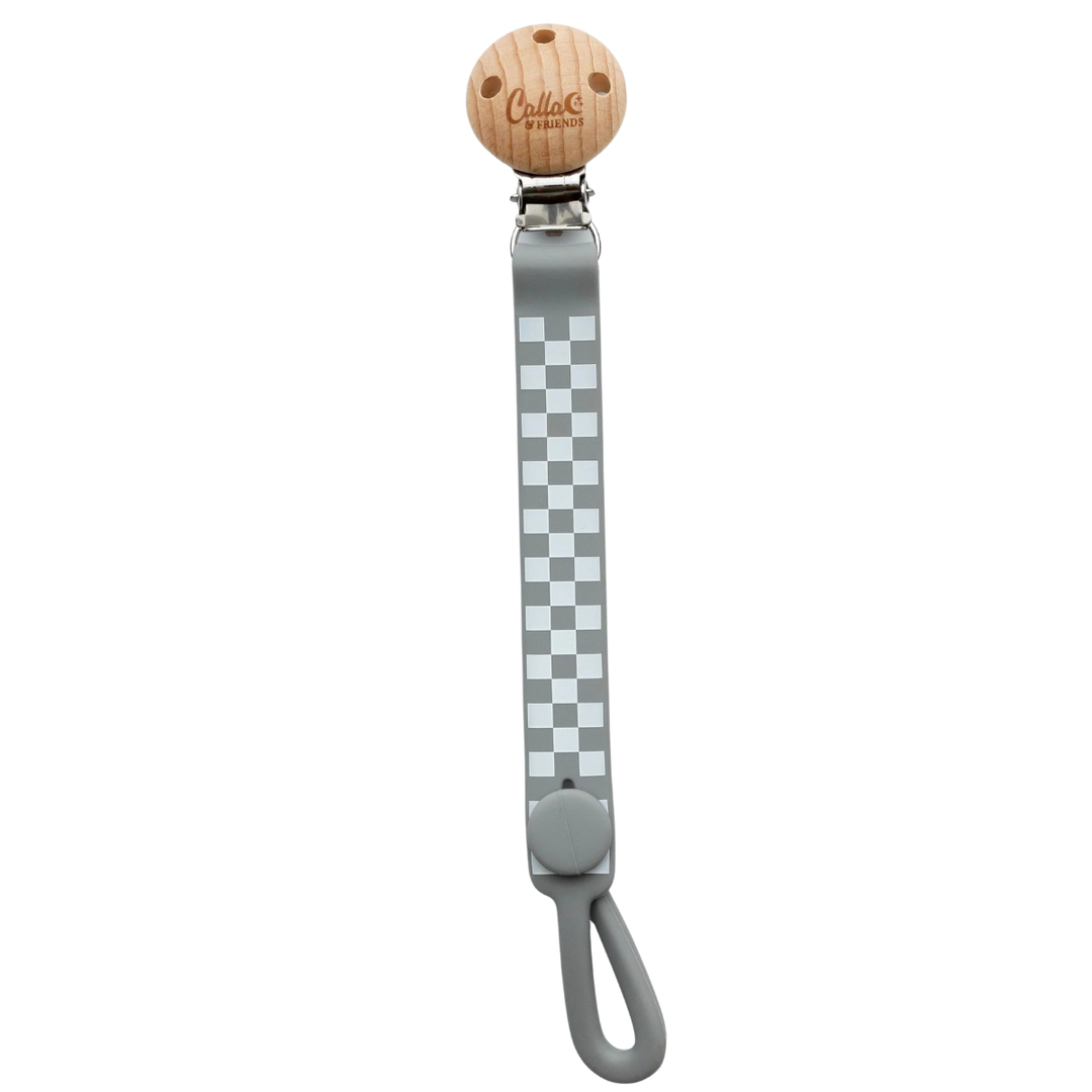 Non-Toxic Silicone Pacifier Clip, Checkered