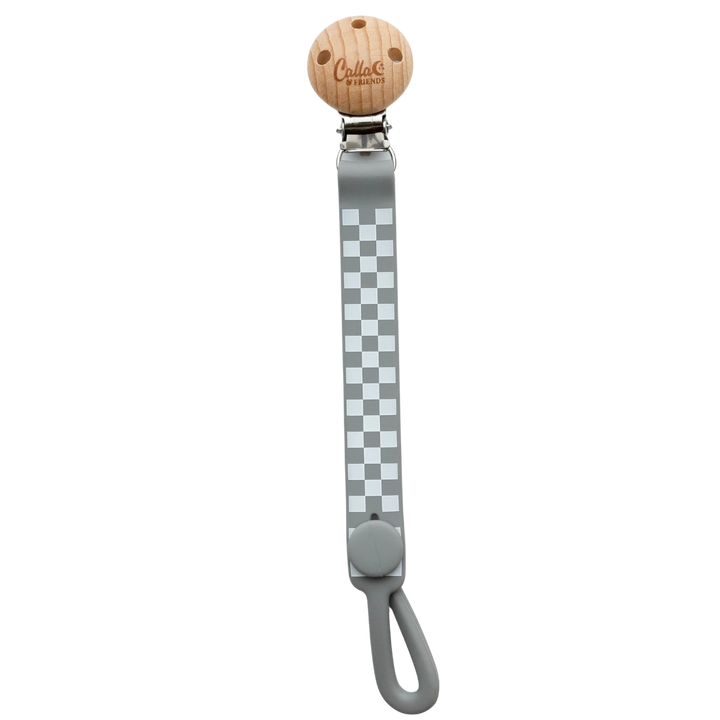 Non-Toxic Silicone Pacifier Clip, Checkered