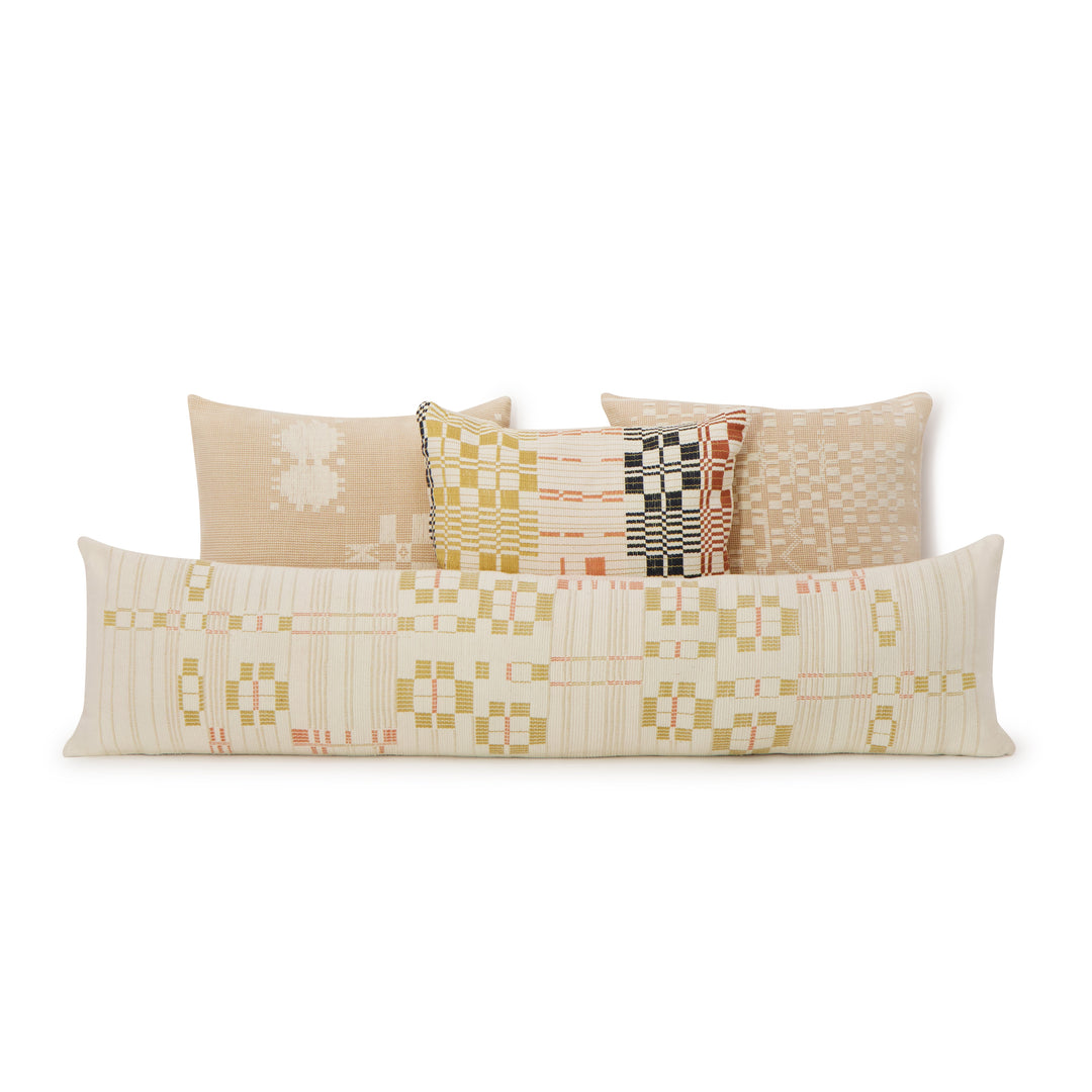 Handwoven Loin-Loom Cotton Long Lumbar Cover, 12" x 48"