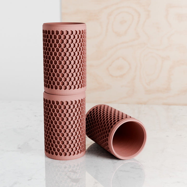 Plastic-Free Geometric Desk Pencil Holder, 3"