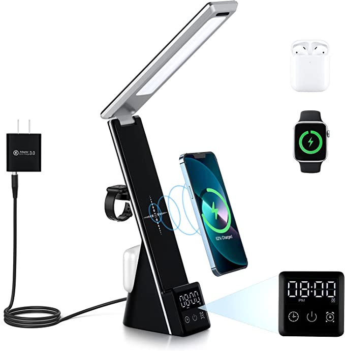 Smart LED Desk Lamp with 10W Wireless Charger, 7-in-1