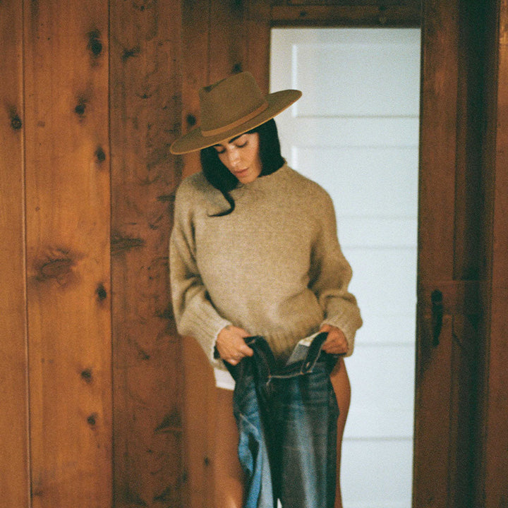 Biodegradable Wool Wide-Brim Rancher Hat, Acorn