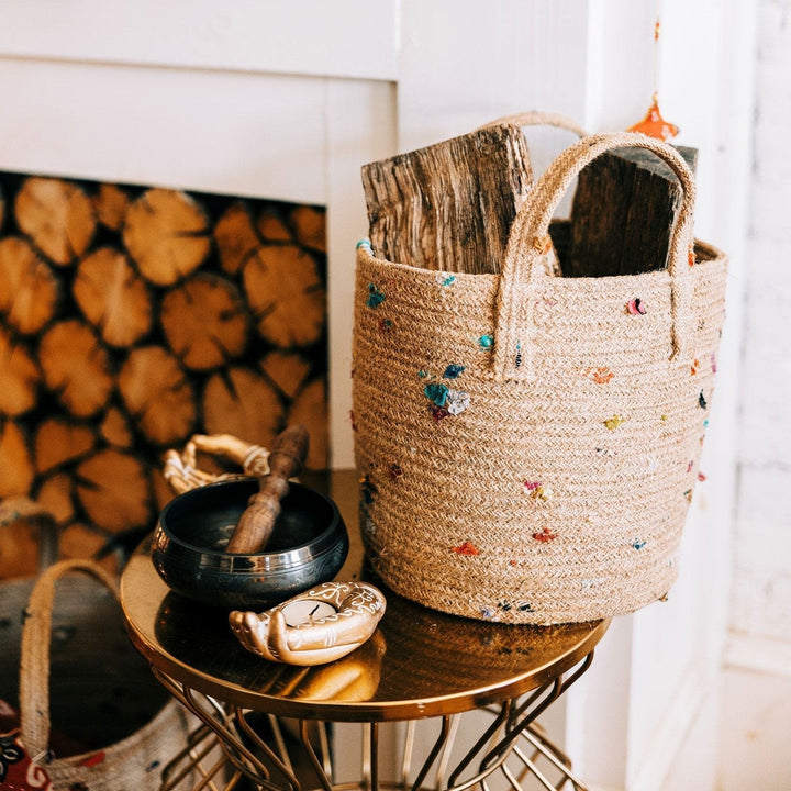 Handcrafted Fair Trade Jute Storage Basket