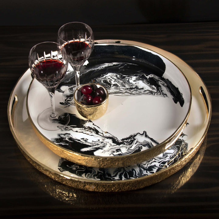 Handcrafted Sand Cast Gold-Plated Serving Tray