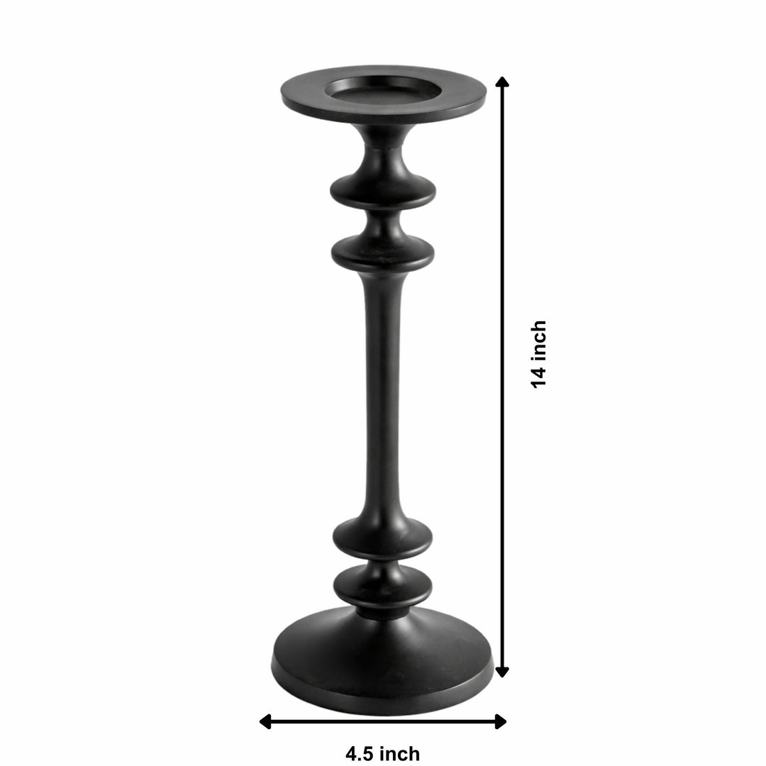 Reusable Aluminum Tall Candle Holder, Black, 14"