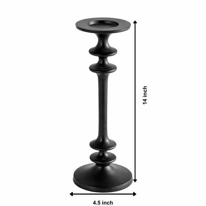 Reusable Aluminum Tall Candle Holder, Black, 14"