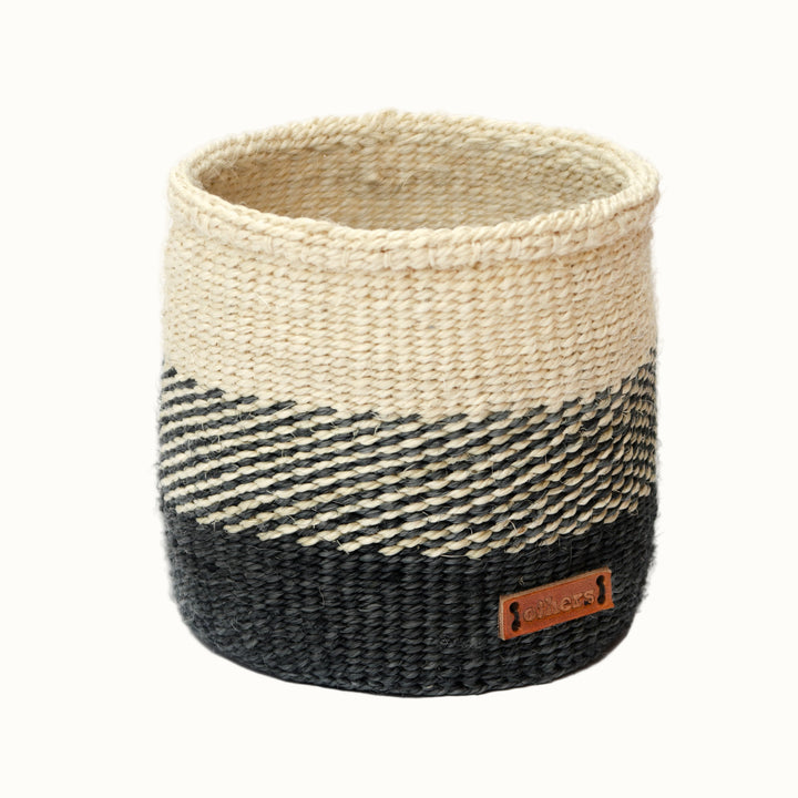 Handwoven Sisal Storage Basket, Natural &amp; Black, 15"