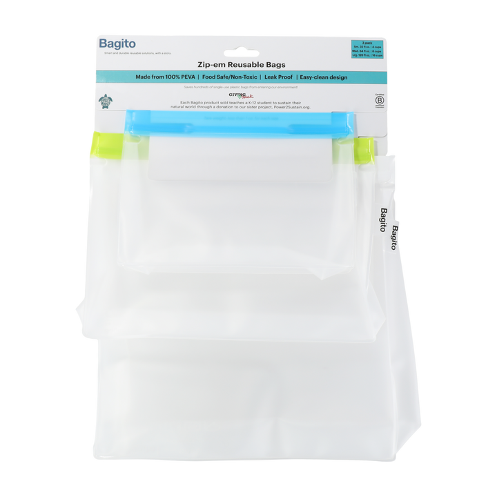 BPA-Free PEVA Food Storage Bags, S/M/L, 3 Ct.