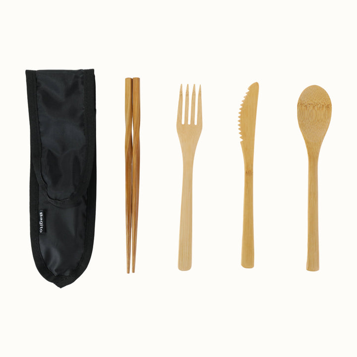 Biodegradable Bamboo Travel Flatware Set, 4 Ct.