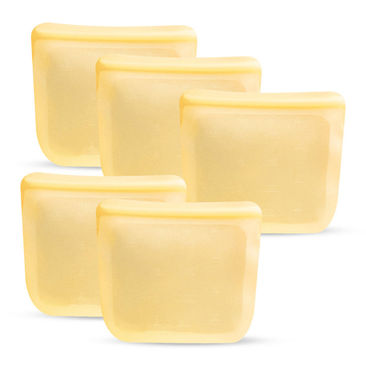 Leak-Proof Food-Grade Silicone Food Storage Bags, 5 Ct.