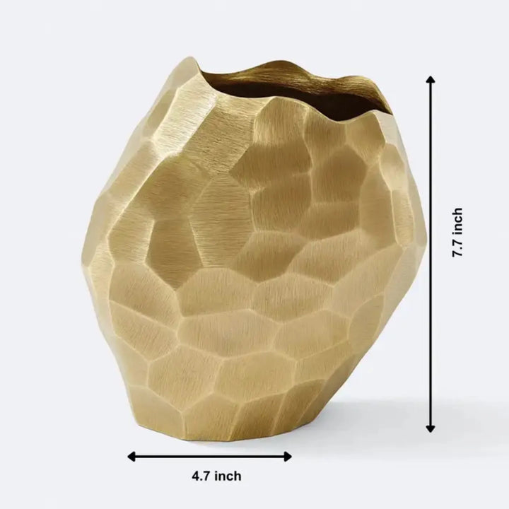 Faceted Gold Aluminum Home Vase