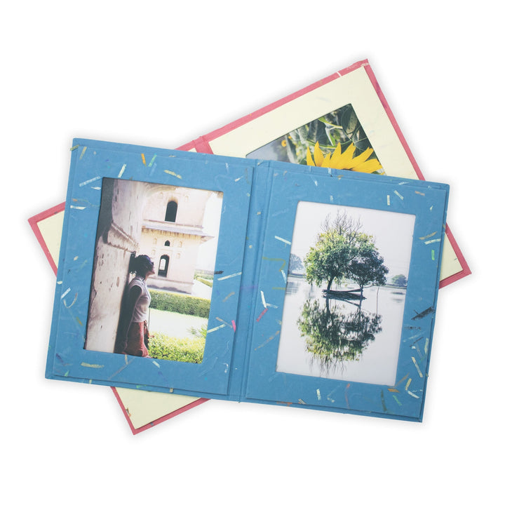 Upcycled Cotton Paper Double Photo Frames, 5 Ct.