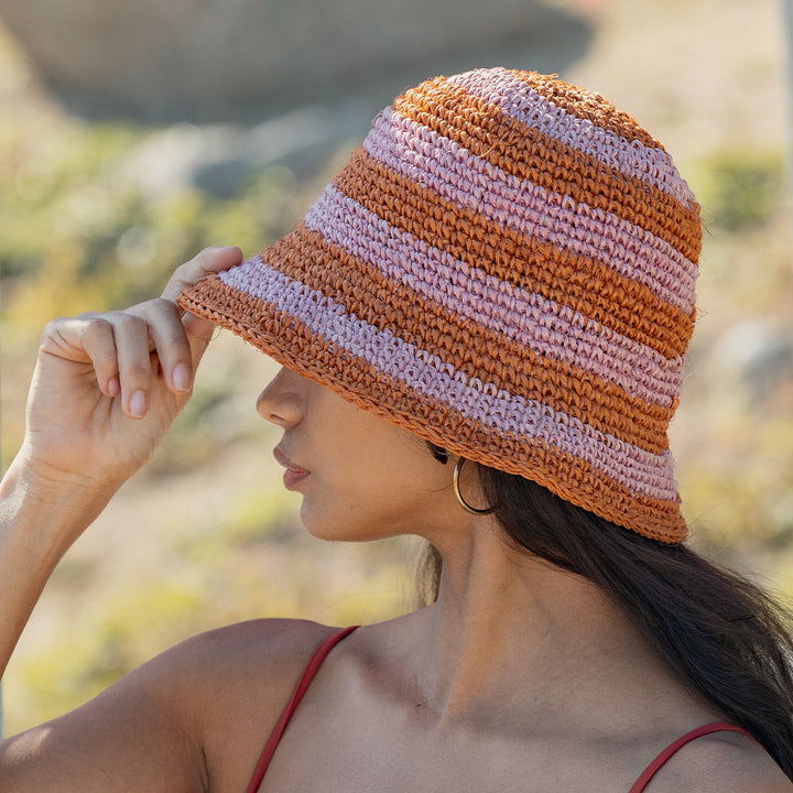 Handcrafted Plant-Dyed Cabuya Bucket Hat, Pink